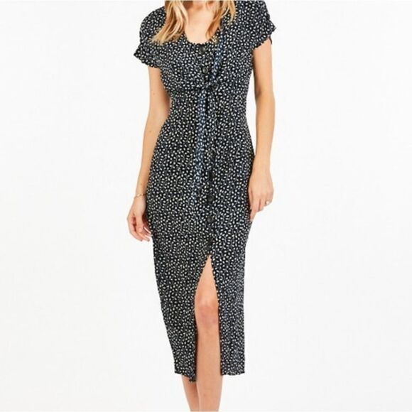 - Spring button front short sleeve midi dress - Picture 6 of 6